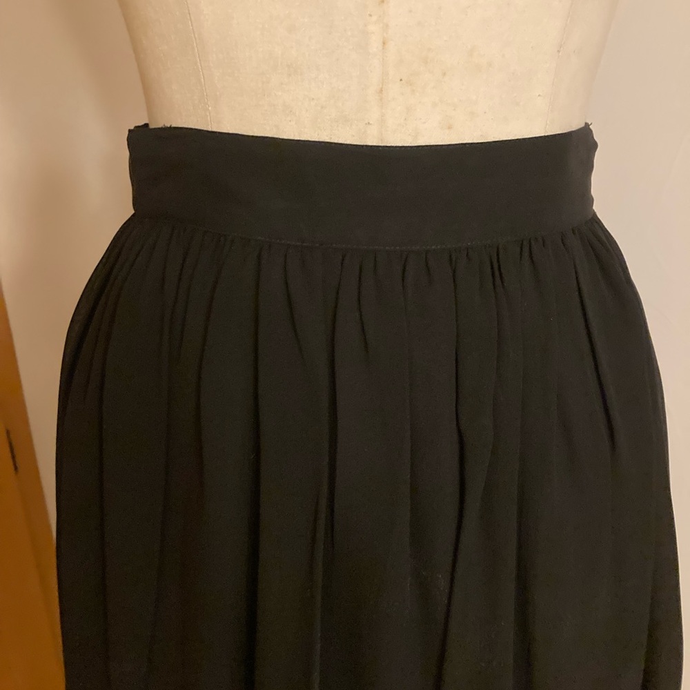 More’lle Pleated Black Maxi Skirt Silk Sheer Lined - Picture 5 of 6